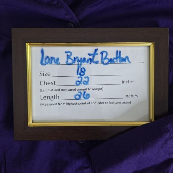 Lane Bryant Button Up Down Purple Collared Long Sleeve Womens Plus Size 18 Shirt - Picture 7 of 11